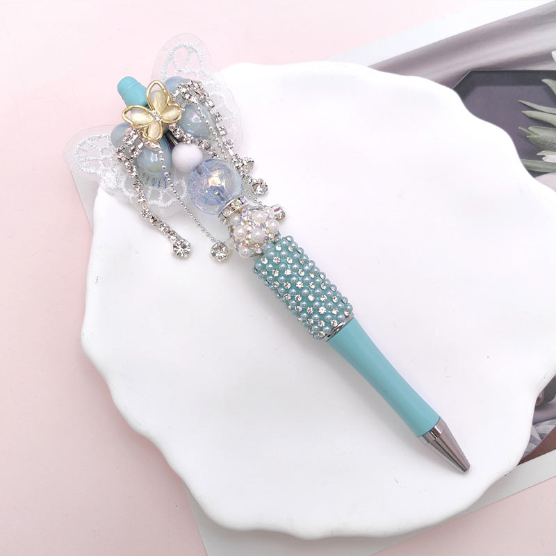 Wholesale Beaded Pen Pearl Rhinestone Bow Lace Pen Handmade Boutique Beaded Pen