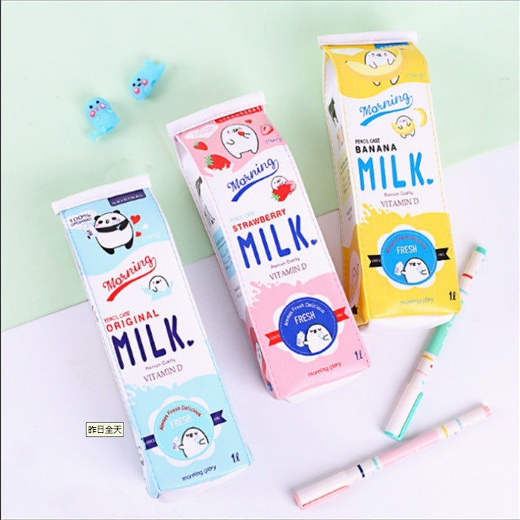 Wholesale Simulated Milk Box Leather Minimalist Pencil Case