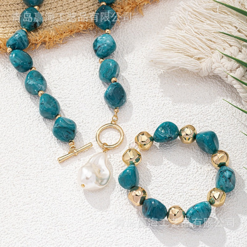 Wholesale Retro Fashion Style Bohemian Acrylic Imitation Jade Necklaces