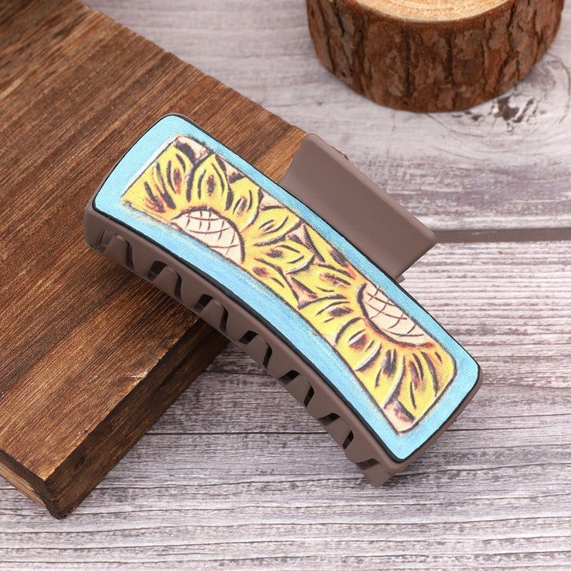 Wholesale Western Style Cactus Sunflower Pattern Grab Clip