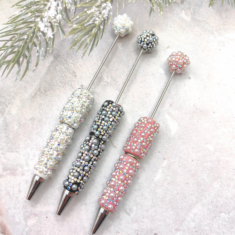 Wholesale Full of Diamonds and Pearls Creative Gradient Bead Piercing DIY Ballpoint Pen