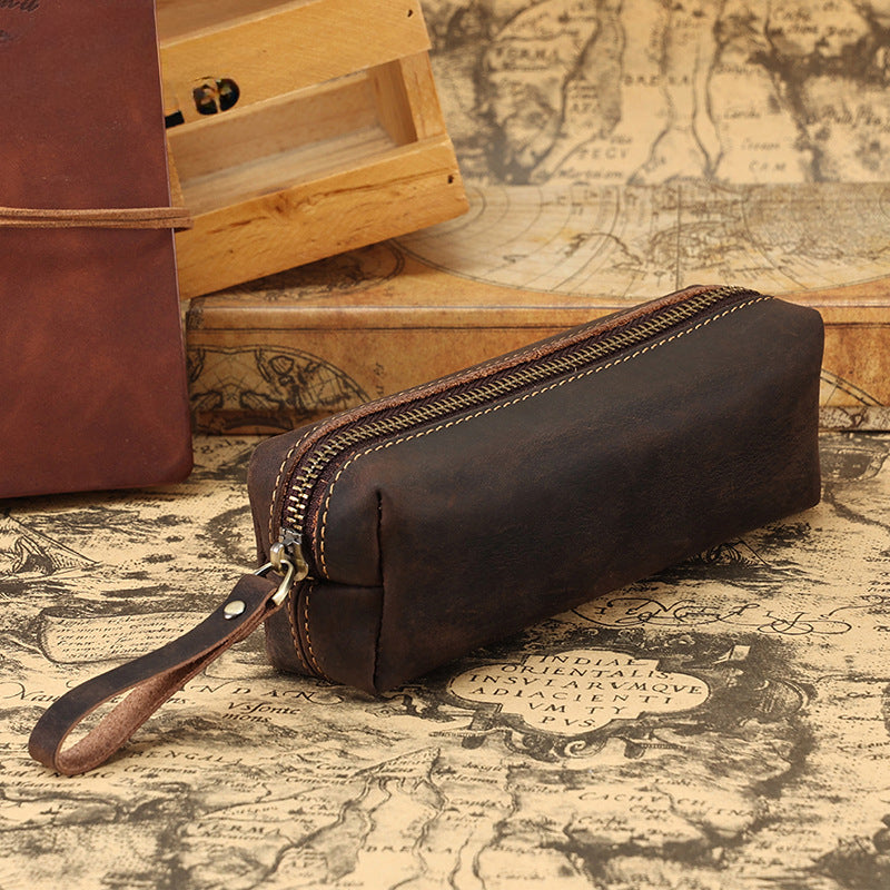Wholesale Stationery Bag Leather Zipper Pencil Case Pencil Case