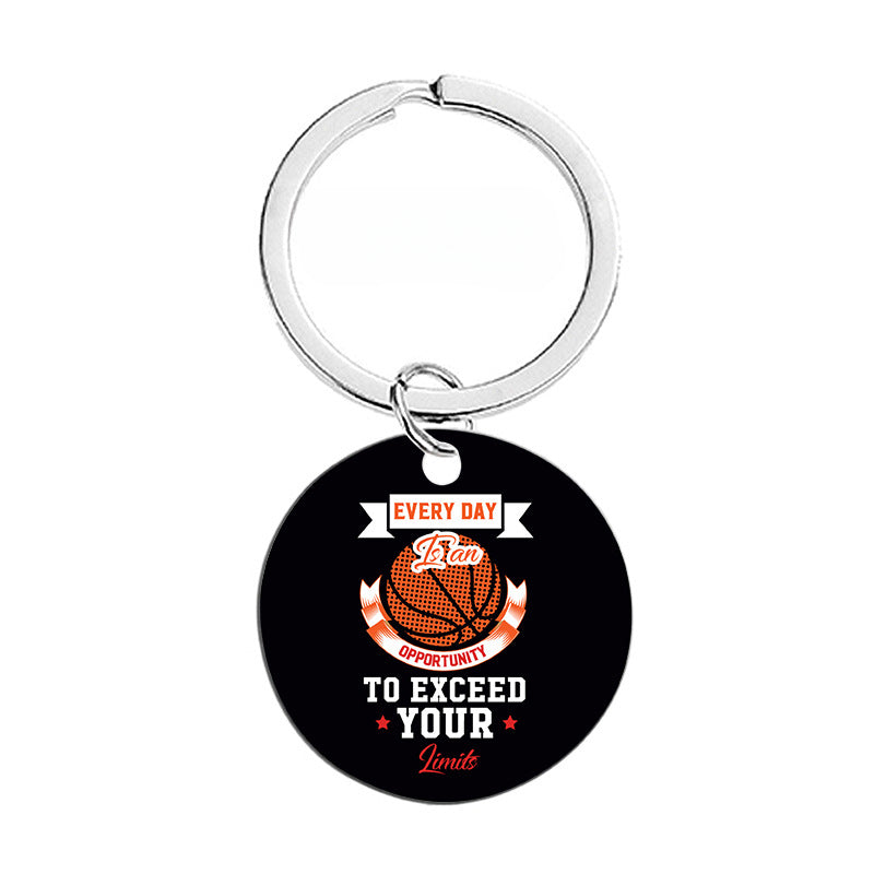 Wholesale Basketball Circular Hanging Tag Metal Keychain