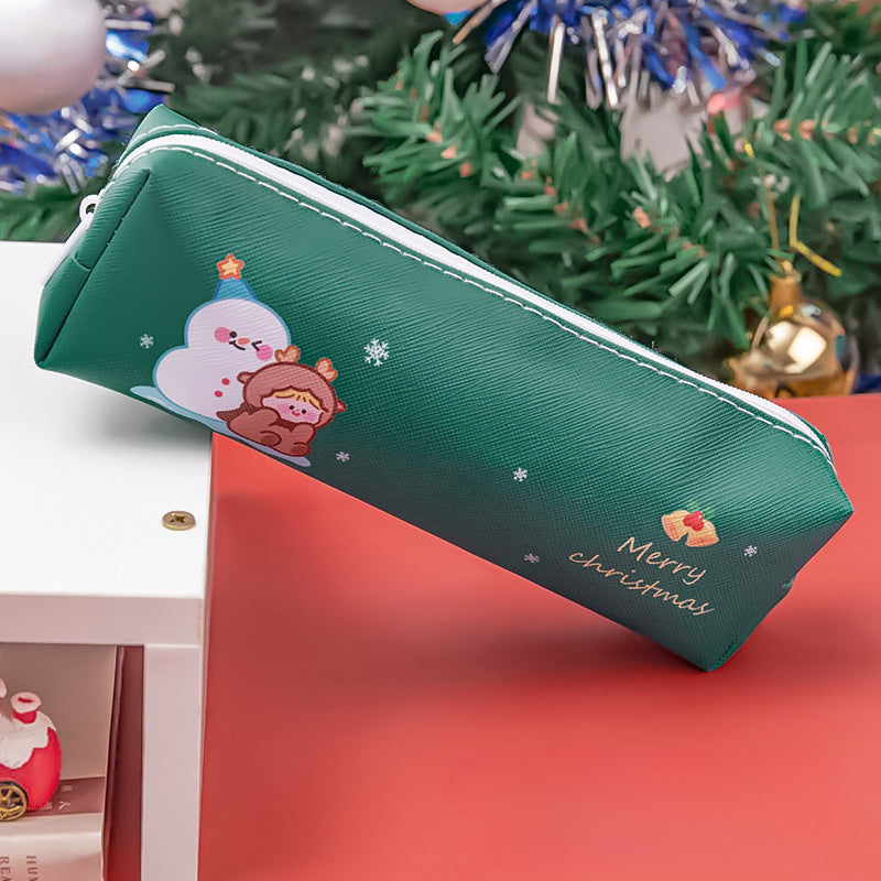 Wholesale PU Christmas Cartoon Pencil Bag