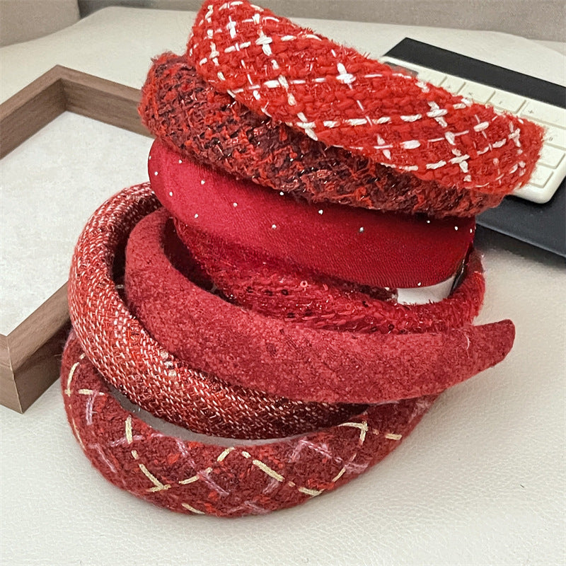 Wholesale New Year's Red Female High Skull Crest High-class Headband