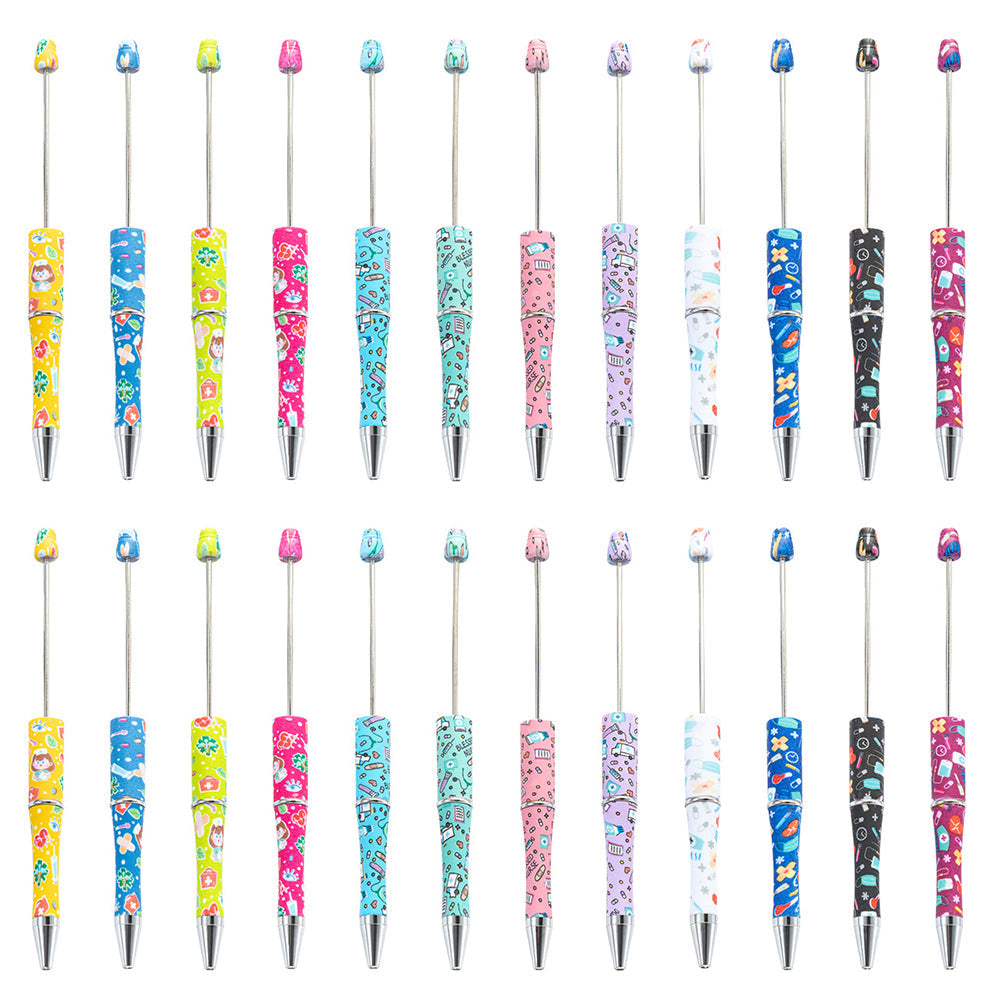 Wholesale Beadable Pen International Nurses Day Printed Plastic Pen DIY for Beaded