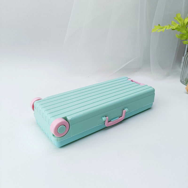 Wholesale Plastic Suitcase Double Layer Large Capacity Stationery Box