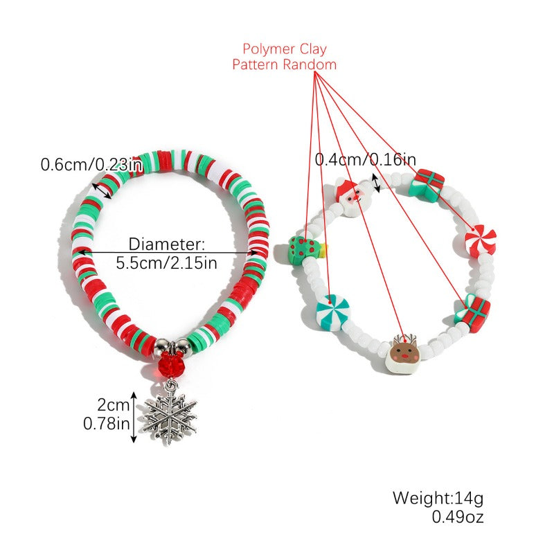 Wholesale Christmas Clay Crystal Pearl Bracelet