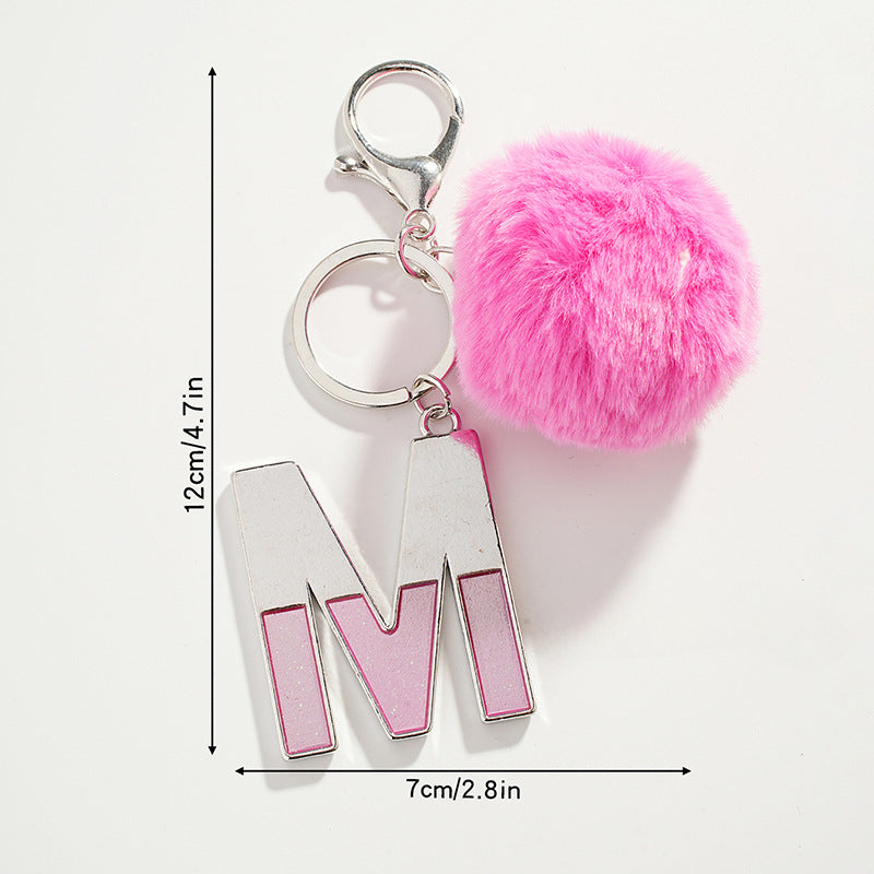 Wholesale Pink Ball Letter Metal Keychain