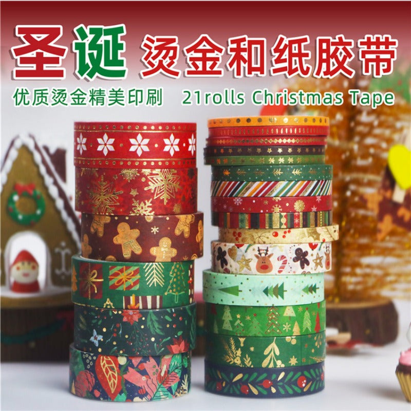 Wholesale Christmas and Paper Tape 21 Rolls Gold Plated DIY Thin Strip Tape