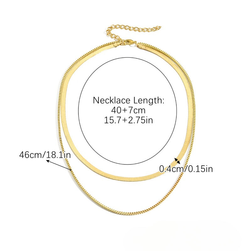 Wholesale Simple Flat Snake Chain Snake Bone Versatile Multi Layered Metal Necklaces