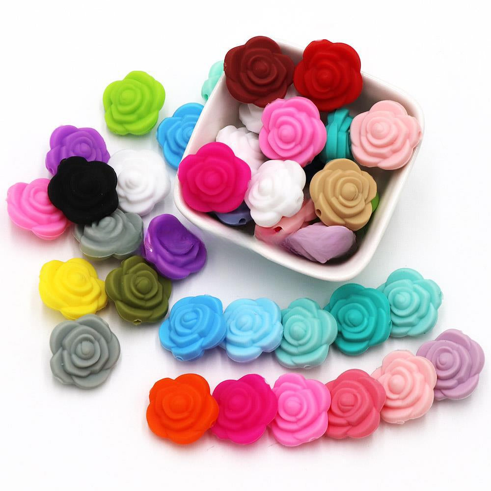 Wholesale 20PCS Rosette Silicone Beads DIY Loose Beads