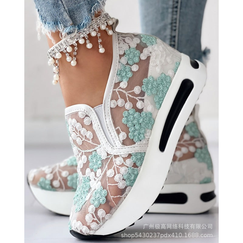 Wholesale Women's New Fashion All-match Colorful Rose Sneakers