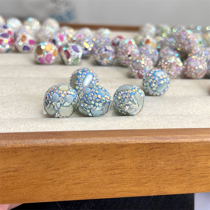 Wholesale Colored Natural Shell Ceramic Mud Diamond Ball Full Diamond 16mm Ball