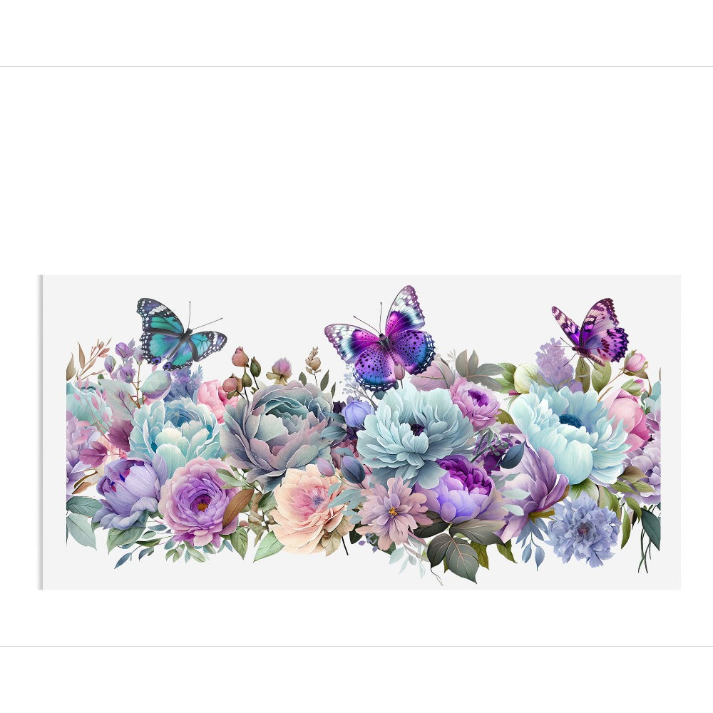 Wholesale 5pcs Butterfly Flower Print UV DTF Transfer Crystal Cup Sticker