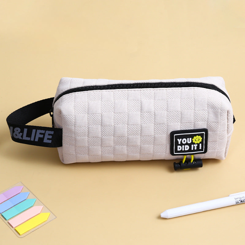 Wholesale 2023 Winter New Pencil Case Large Capacity Simple Solid Color Polyester Fiber Pencil Case