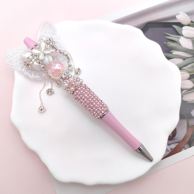 Wholesale Beaded Pen Pearl Rhinestone Bow Lace Pen Handmade Boutique Beaded Pen
