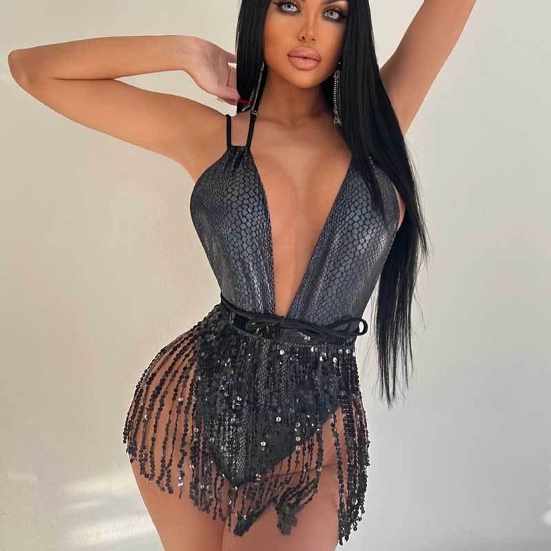 Wholesale Sexy Deep V Performance Costume One-piece Swimsuit