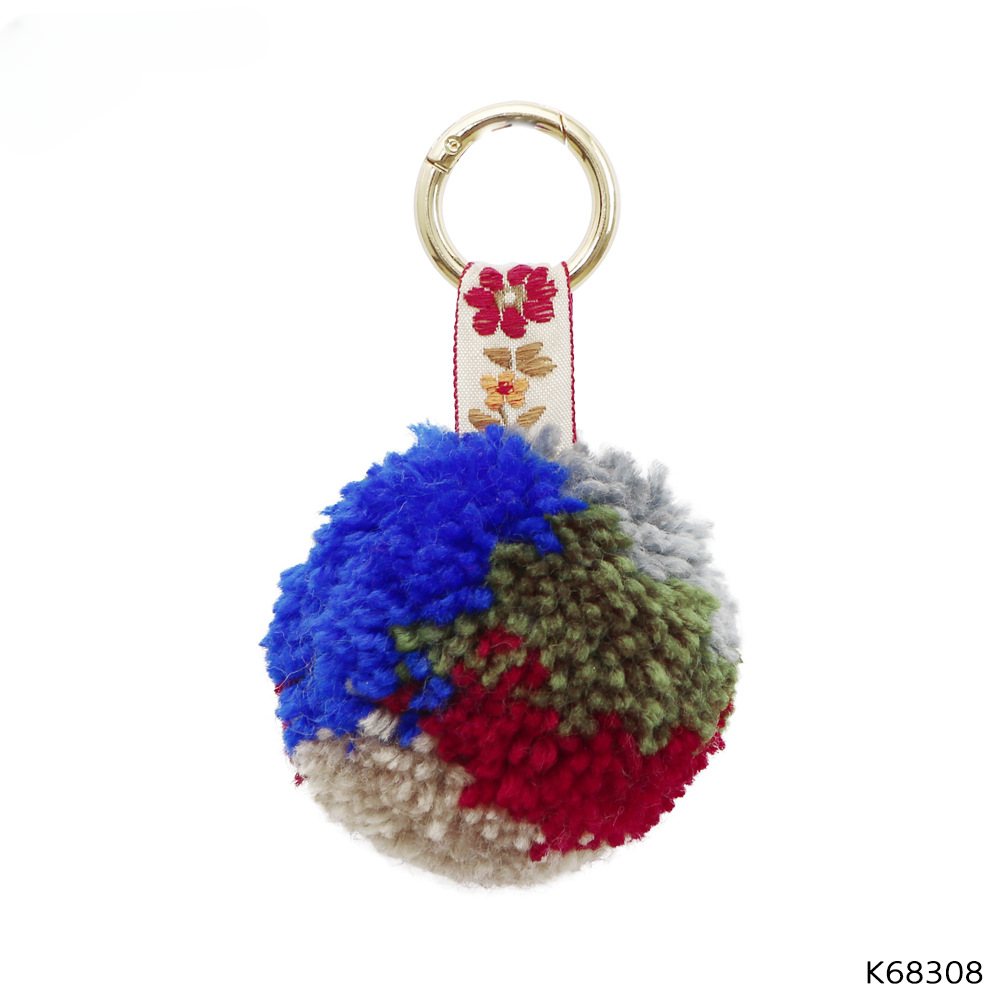 Wholesale Plush Color Matching Fur Ball Handmade Bag Pendant Key Chain