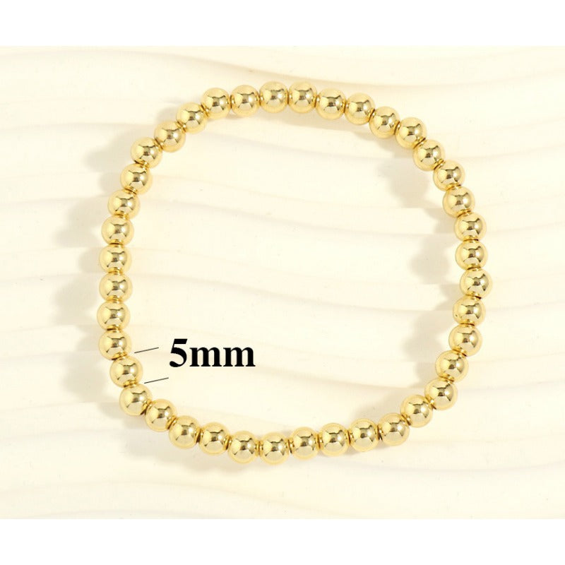 Wholesale Mother's Day 18K Gold Bead Elastic Copper Bracelet