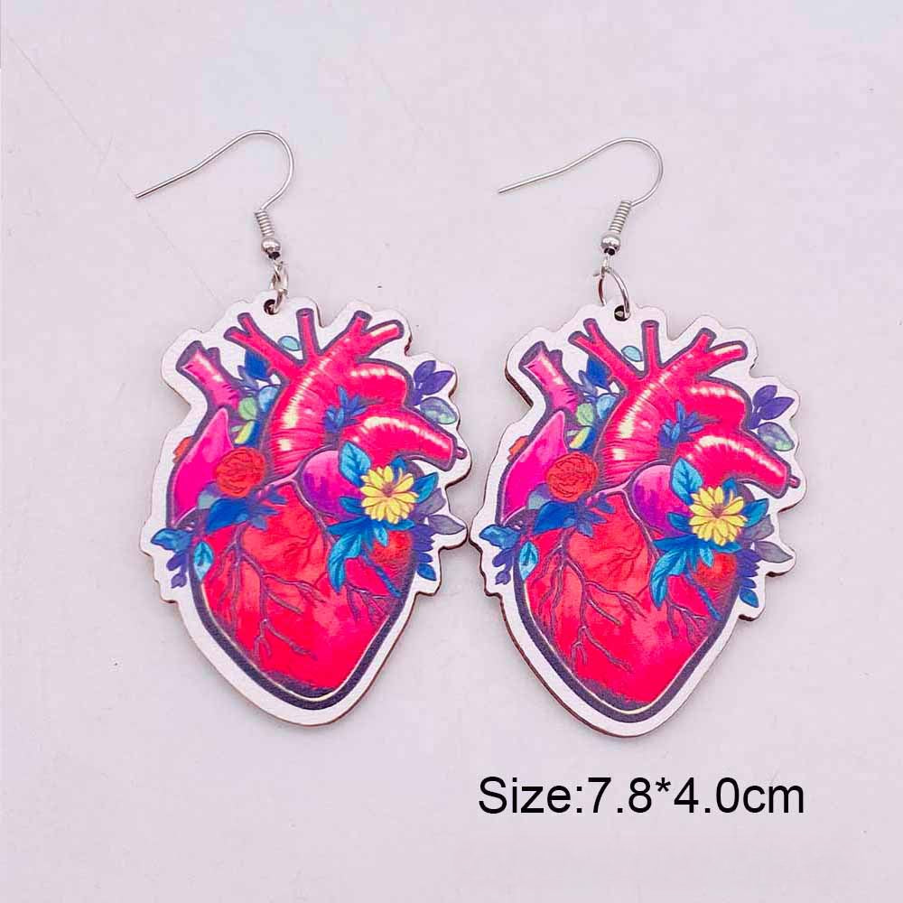 Wholesale Valentine's Day Love Hot Air Balloon Dwarf Lips Wooden Earrings