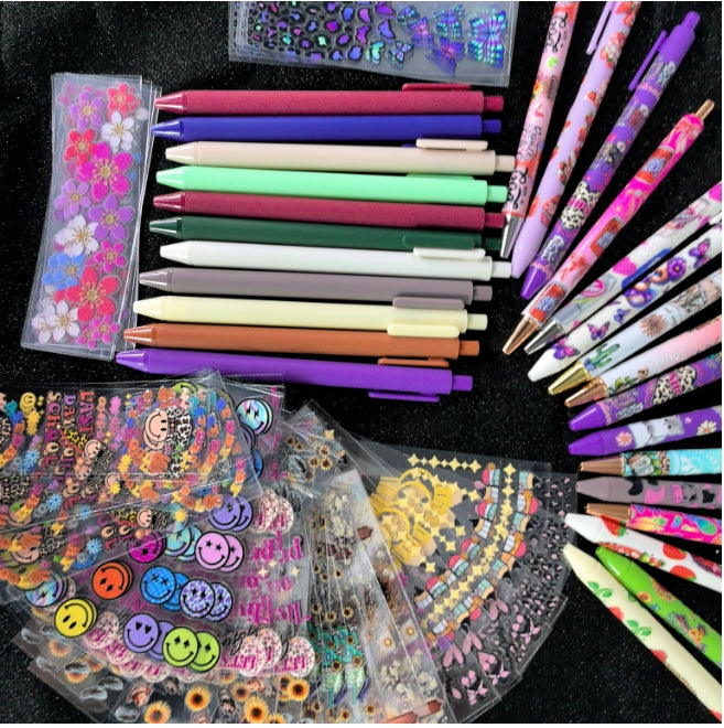 Wholesale Random Stickers 20/50/100pcs UV DTF Wraps & Cartoon Random Styles Pen Stickers for Crafts
