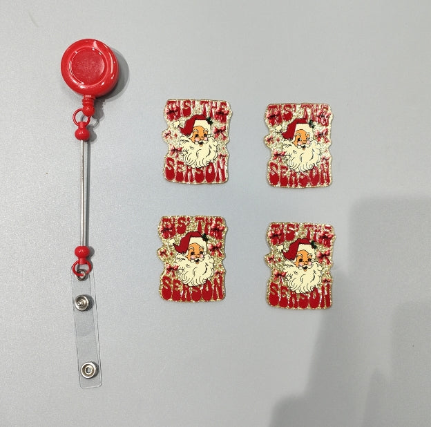 Wholesale 10pcs/Pack Santa Claus DIY Acrylic Flatbacks for Badge Reels Keychains