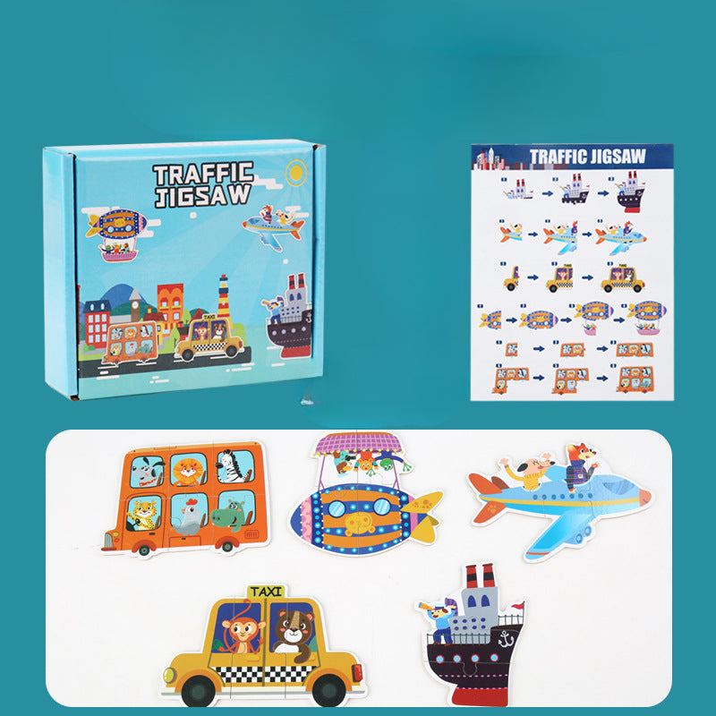 Wholesale Children's Wooden Three-dimensional Early Education Enlightenment Cartoon Animal Digital Cognitive Assembling Puzzle Toy