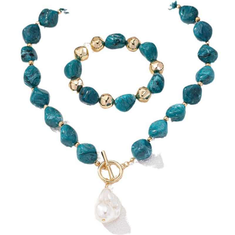 Wholesale Retro Fashion Style Bohemian Acrylic Imitation Jade Necklaces