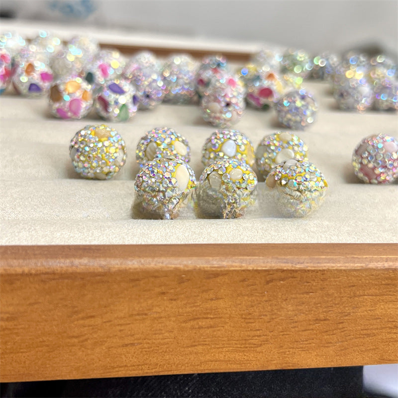 Wholesale Colored Natural Shell Ceramic Mud Diamond Ball Full Diamond 16mm Ball