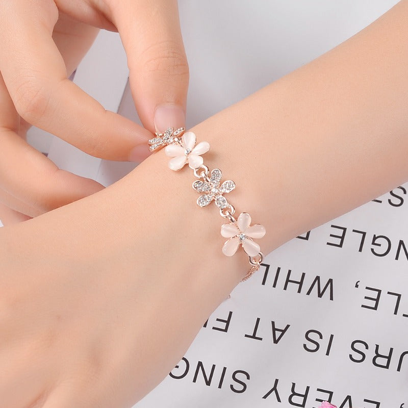 Wholesale New Small Flower Cat's Eye Stone Bracelet