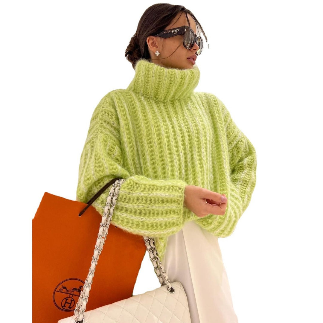 Wholesale Winter Knitted Pullover Fluffy Long-sleeved Sweater