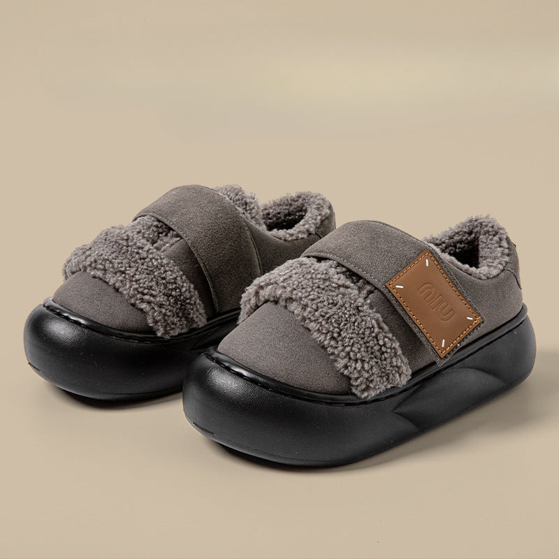 Wholesale Velcro Platform Bag Heel Indoor Home Insulated Plush Shoes