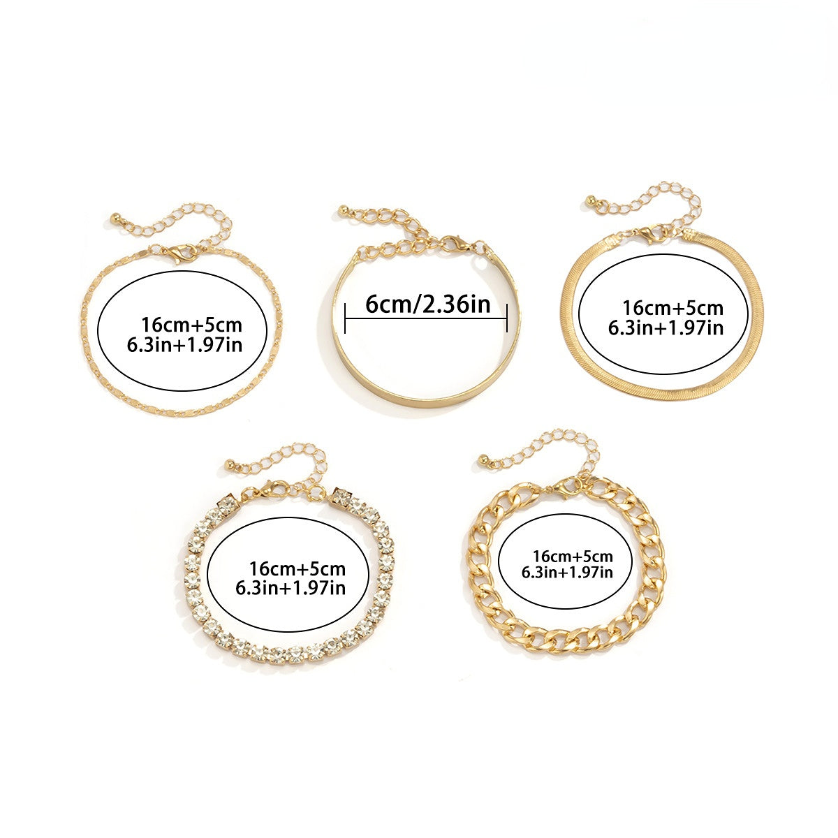 Venta al por mayor Pulsera Geométrica De Diamantes De Imitación De Elementos Múltiples