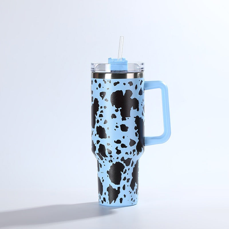 Wholesale Tumbler Ice Bullies Cup  Cow Pattern Thermos Cup Straw Cup 40OZ Car Cup Ice Cup