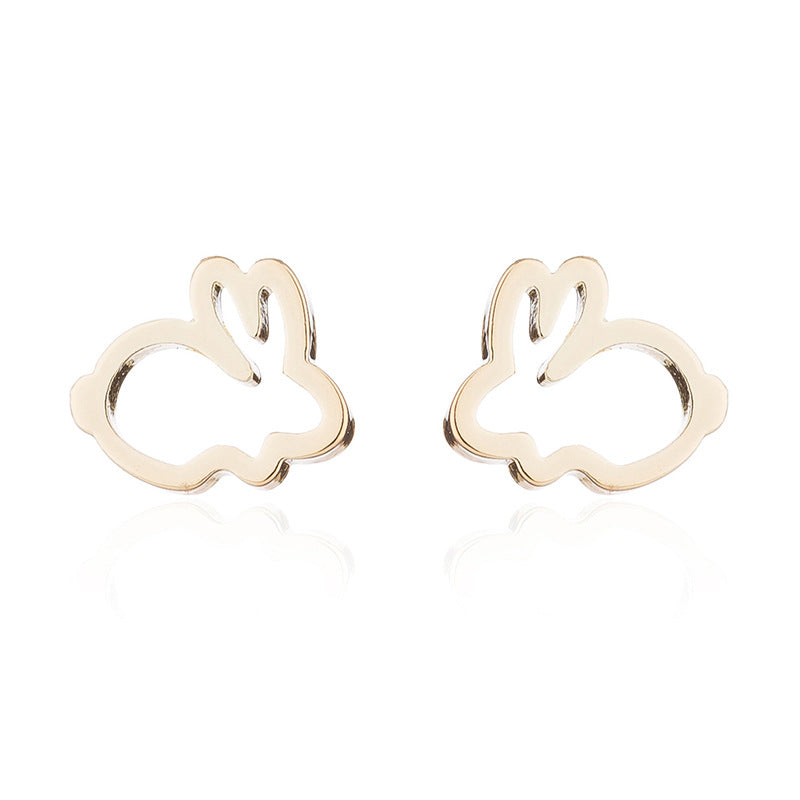 Wholesale Cute Hollow Rabbit Stainless steel Ear Studs