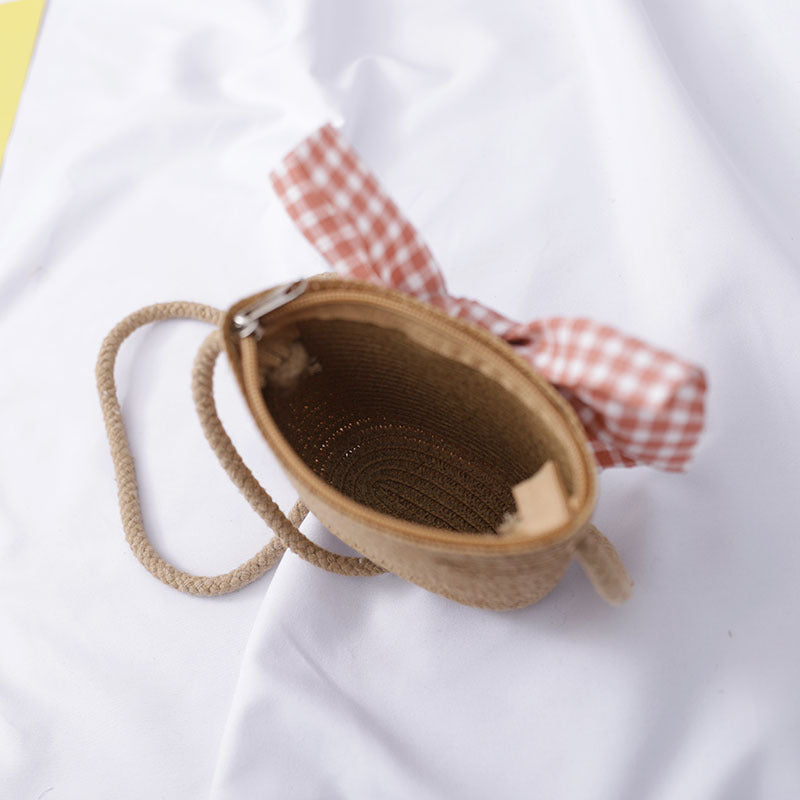 Conjunto de sombrero de cubo ondulado para niños con protector solar tejido de paja al por mayor