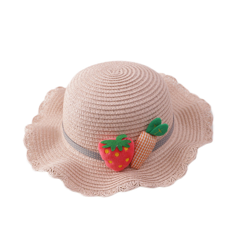 Venta al por mayor Straw Kids Wavy Sunshade Hat Bag Set