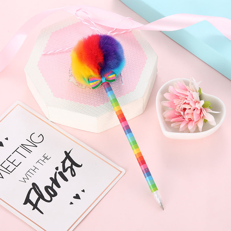 Wholesale Leopard Print Fur Ball Plastic Ballpoint Pen