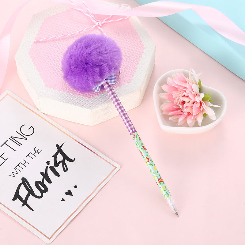 Wholesale Leopard Print Fur Ball Plastic Ballpoint Pen
