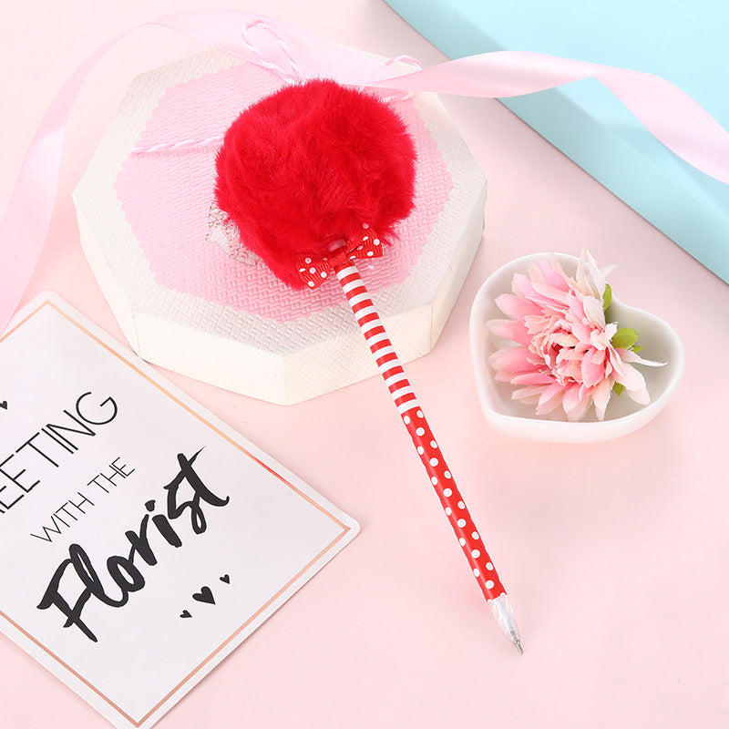 Wholesale Leopard Print Fur Ball Plastic Ballpoint Pen