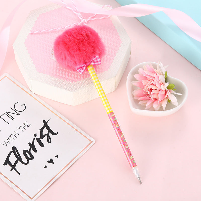 Wholesale Leopard Print Fur Ball Plastic Ballpoint Pen