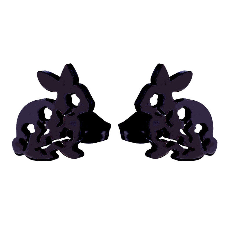 Wholesale Cute Hollow Rabbit Stainless steel Ear Studs