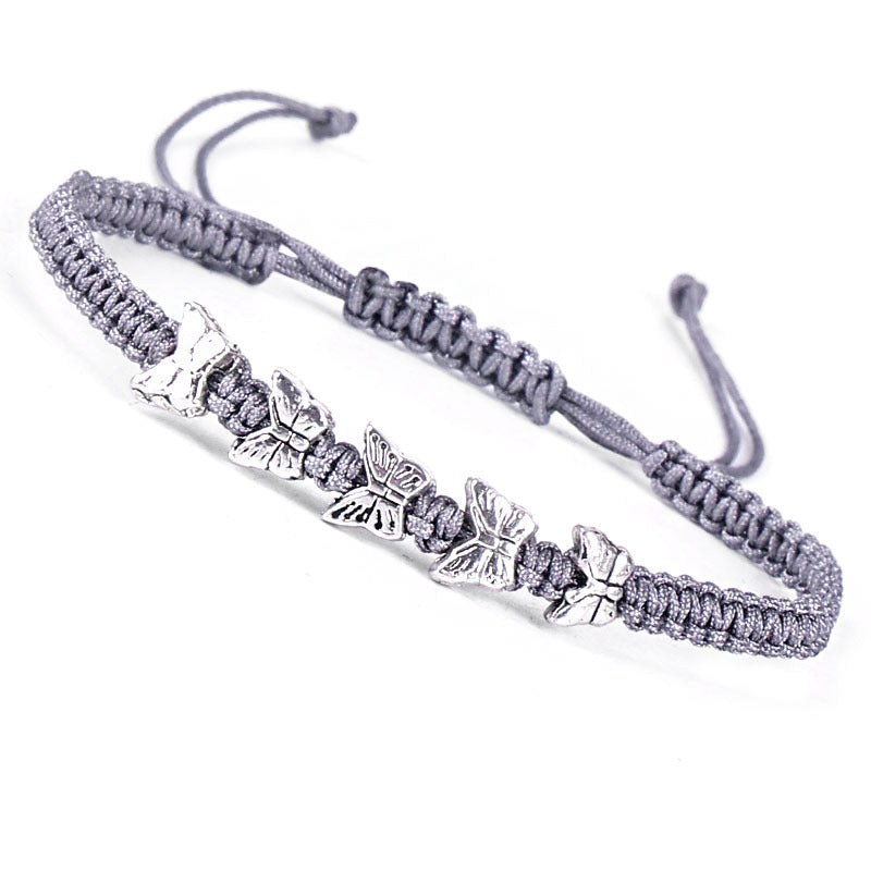 Wholesale Vintage Silver Elephant Cotton Thread Bracelet