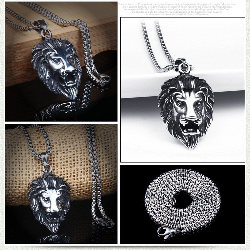 Wholesale Stainless Steel Lion Head Pendant Necklace