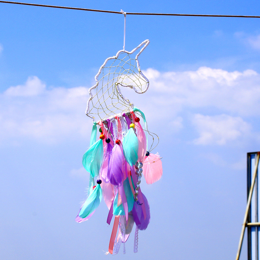 Wholesale Feather Unicorn Dream Catcher Pendant