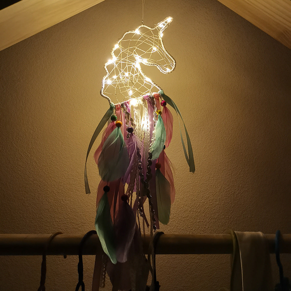 Wholesale Feather Unicorn Dream Catcher Pendant