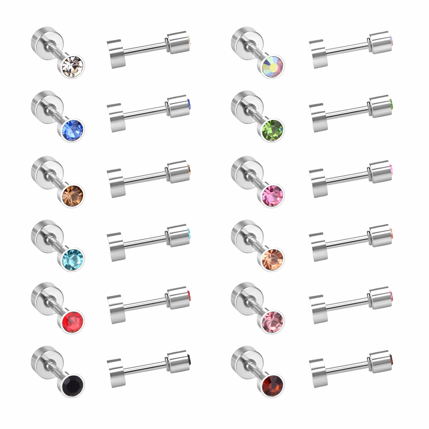 Wholesale 12 Pairs Of Stainless Steel Ear Studs Earrings