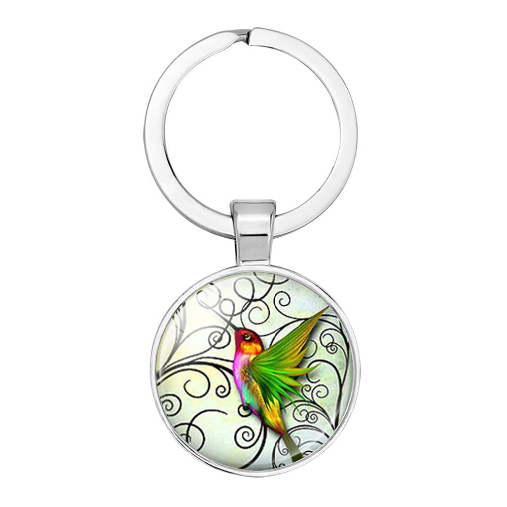 Wholesale Glass Cute Hummingbird Alloy Creative Keychain