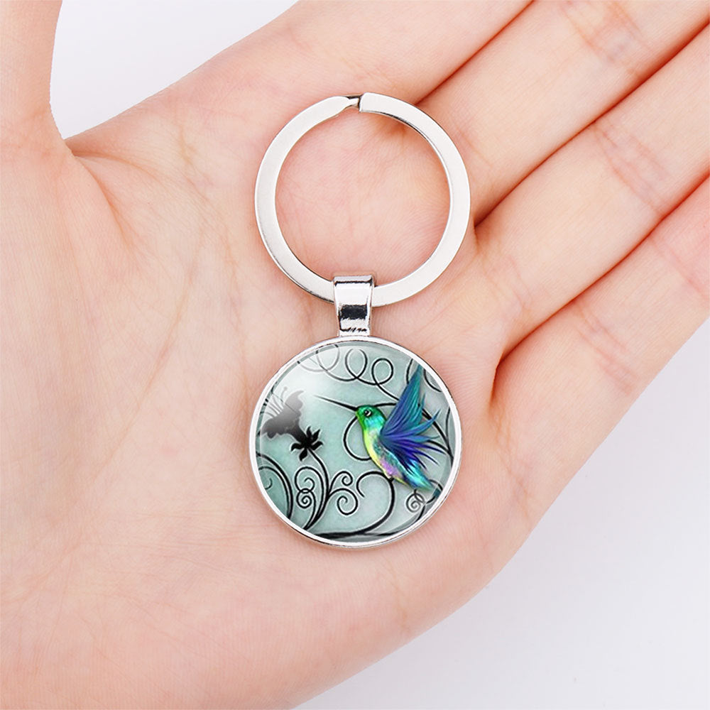 Wholesale Glass Cute Hummingbird Alloy Creative Keychain